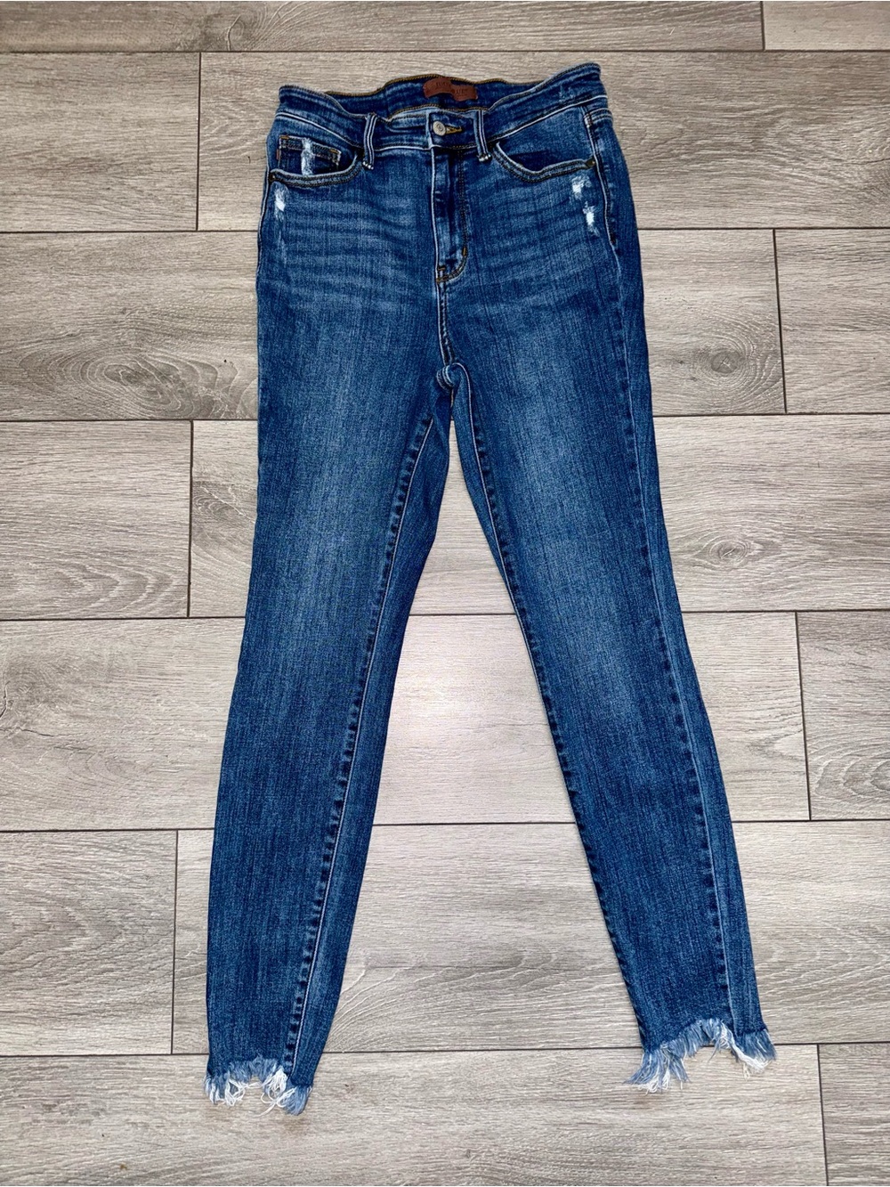 Judy Blum Dark Blue Women's Skinny Jeans with Raw Hem